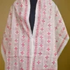 White on Red Bengal Kantha Embroidery Tussar Silk Handloom stole