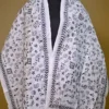 White on Black Bengal Kantha Embroidery Tussar Silk Handloom stole