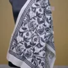 Off White on Black Bengal Kantha Embroidery Tussar Silk Handloom stole