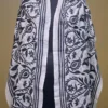 Off White on Black Bengal Kantha Embroidery Tussar Silk Handloom stole