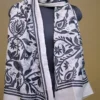 Off White on Black Bengal Kantha Embroidery Tussar Silk Handloom stole