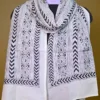 White on Black Bengal Kantha Embroidery Tussar Silk Handloom stole