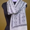 White on Black Bengal Kantha Embroidery Tussar Silk Handloom stole