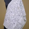 Off White on White n Black Bengal Kantha Embroidery Tussar Silk Handloom stole
