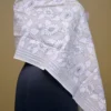 Off White on White n Black Bengal Kantha Embroidery Tussar Silk Handloom stole