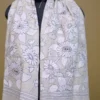 Off White on White n Black Bengal Kantha Embroidery Tussar Silk Handloom stole