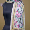 Off White on Multicolor Bengal Kantha Embroidery Tussar Silk Handloom stole