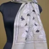 Off White on White n Black Bengal Kantha Embroidery Tussar Silk Handloom stole