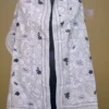 Off White on White n Black Bengal Kantha Embroidery Tussar Silk Handloom stole
