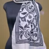 Off White on Black Bengal Kantha Embroidery Tussar Silk Handloom stole