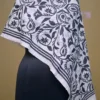 Off White on Black Bengal Kantha Embroidery Tussar Silk Handloom stole