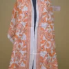 Off White on Orange Bengal Kantha Embroidery Tussar Silk Handloom stole