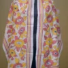 Off White on Yellow n Orange Bengal Kantha Embroidery Tussar Silk Handloom stole