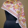 Off White on Yellow n Orange Bengal Kantha Embroidery Tussar Silk Handloom stole