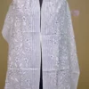 Off White on White Bengal Kantha Embroidery Tussar Silk Handloom stole