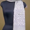 Off White on White Bengal Kantha Embroidery Tussar Silk Handloom stole