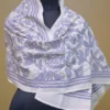 Off White on Grey Bengal Kantha Embroidery Tussar Silk Handloom stole