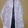 Off White on Grey Bengal Kantha Embroidery Tussar Silk Handloom stole