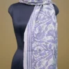 Off White on Grey Bengal Kantha Embroidery Tussar Silk Handloom stole