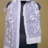 Off White on Grey Bengal Kantha Embroidery Tussar Silk Handloom stole