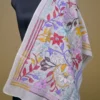 Off White on Multicolor Bengal Kantha Embroidery Tussar Silk Handloom stole