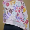Off White on Multicolor Bengal Kantha Embroidery Tussar Silk Handloom stole