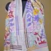 Off White on Multicolor Bengal Kantha Embroidery Tussar Silk Handloom stole