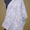 Off White on White Bengal Kantha Embroidery Tussar Silk Handloom stole