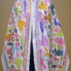Off White on Multicolor Bird Bengal Kantha Embroidery Tussar Silk Handloom stole