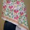 Off White on Multicolor Bengal Kantha Embroidery Tussar Silk Handloom stole