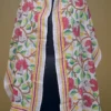 Off White on Multicolor Bengal Kantha Embroidery Tussar Silk Handloom stole