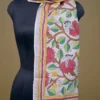 Off White on Multicolor Bengal Kantha Embroidery Tussar Silk Handloom stole
