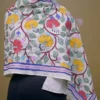 Off White on Multicolor Bengal Kantha Embroidery Tussar Silk Handloom stole