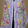 Off White on Multicolor Bengal Kantha Embroidery Tussar Silk Handloom stole