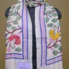 Off White on Multicolor Bengal Kantha Embroidery Tussar Silk Handloom stole