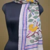 Off White on Multicolor Bengal Kantha Embroidery Tussar Silk Handloom stole