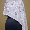 Off White on White n Black Bengal Kantha Embroidery Tussar Silk Handloom stole