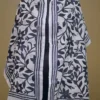 Off White on Black Bengal Kantha Embroidery Tussar Silk Handloom stole