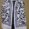 Off White on Black Bengal Kantha Embroidery Tussar Silk Handloom stole