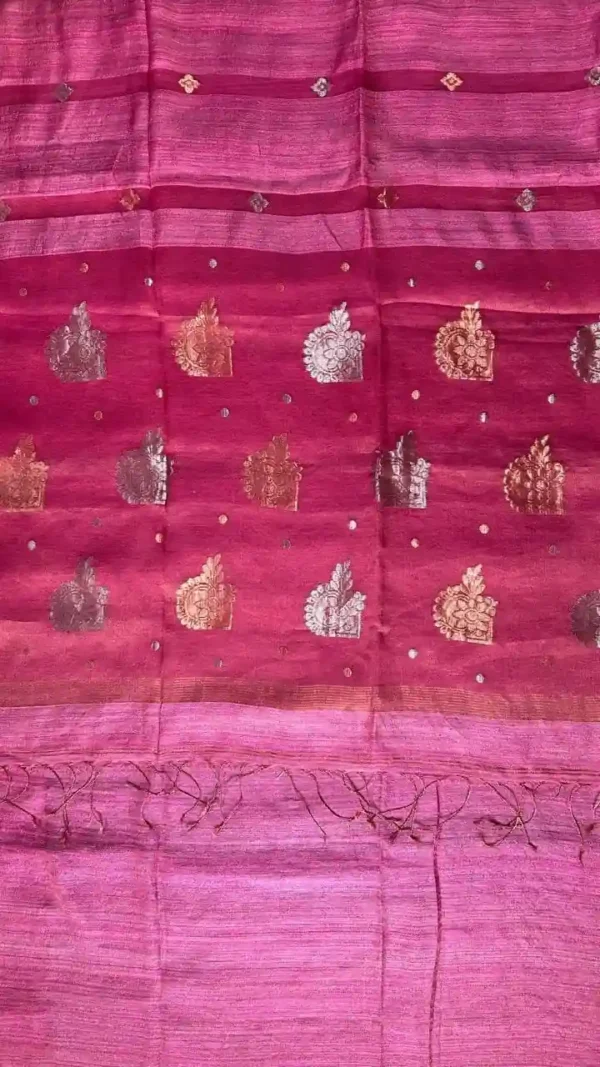 Purple Tussar Zari Buta Saree