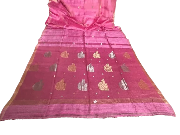 Purple Tussar Zari Buta Saree