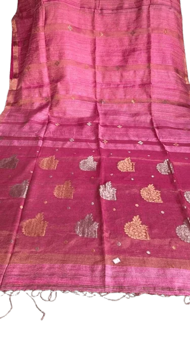 Purple Tussar Zari Buta Saree