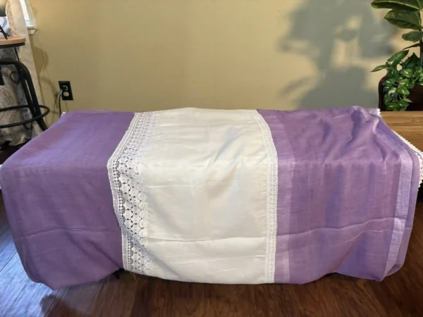 White and purple Body Designer Lace Border Cotton saree