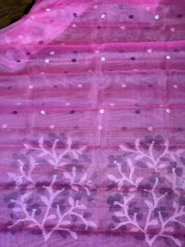 Pink Muslin Jamdani Saree