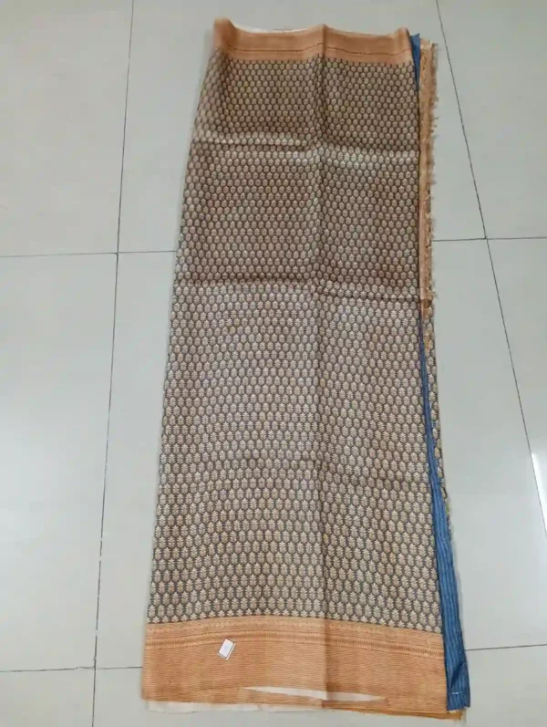 Sky blue color printed pure Tussar silk saree