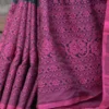 Black on Majenta threadwork Manipuri pattern handwoven mercerised Cotton saree