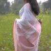 White with Red and Copper Zari Border on Pure Cotton silk saree