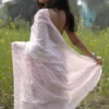White with Red Border Sequence Pure Cotton silk saree