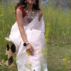 White with Red Border Sequence Pure Cotton silk saree