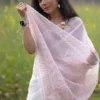 White with Red Border Sequence Pure Cotton silk saree